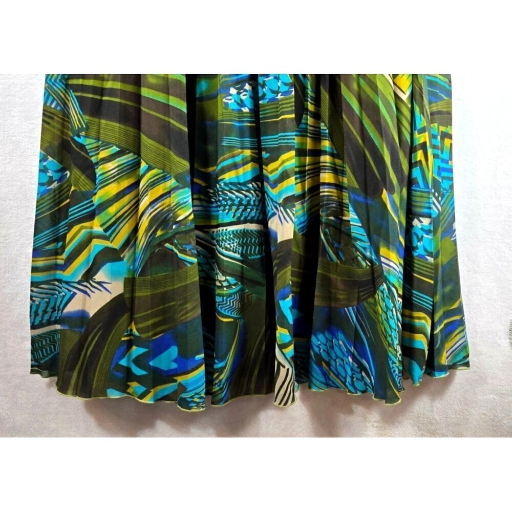 Robbie Bee Maxi Sun Dress Spaghetti Straps Sz 12 Green Blue Tropical Party - Picture 15 of 15